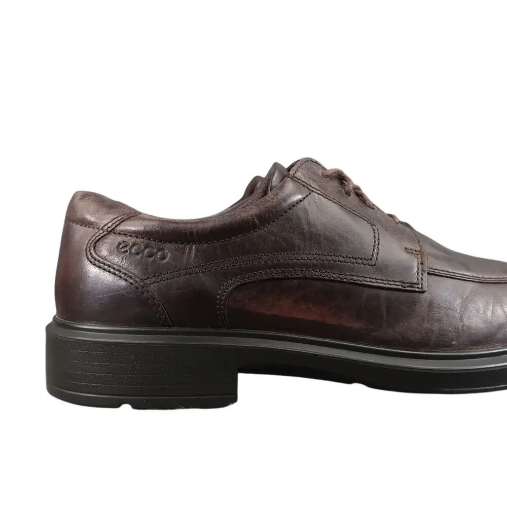 Ecco Shoes Mens 45 Oxford Derby Helsinki Leather Classic Comfort Business Brown